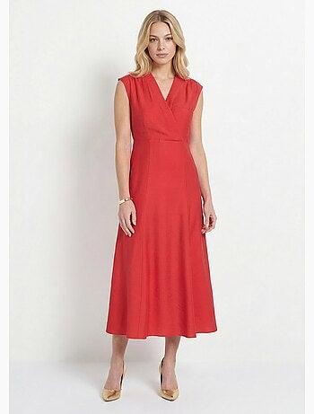 Robe longue sans manches col cache-coeur - Afibel