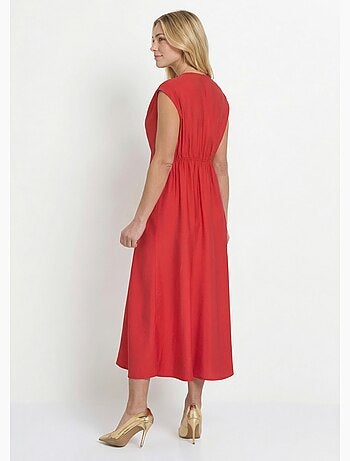 Robe longue sans manches col cache-coeur - Afibel