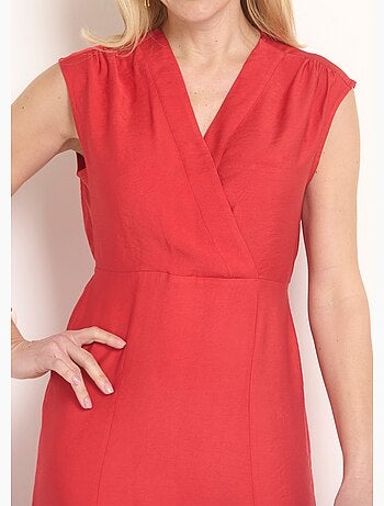 Robe longue sans manches col cache-coeur - Afibel
