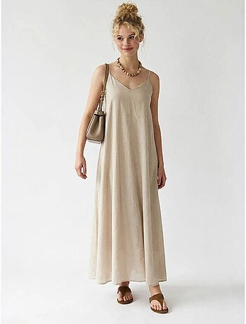 Robe longue sans manches coupe trapèze mixray