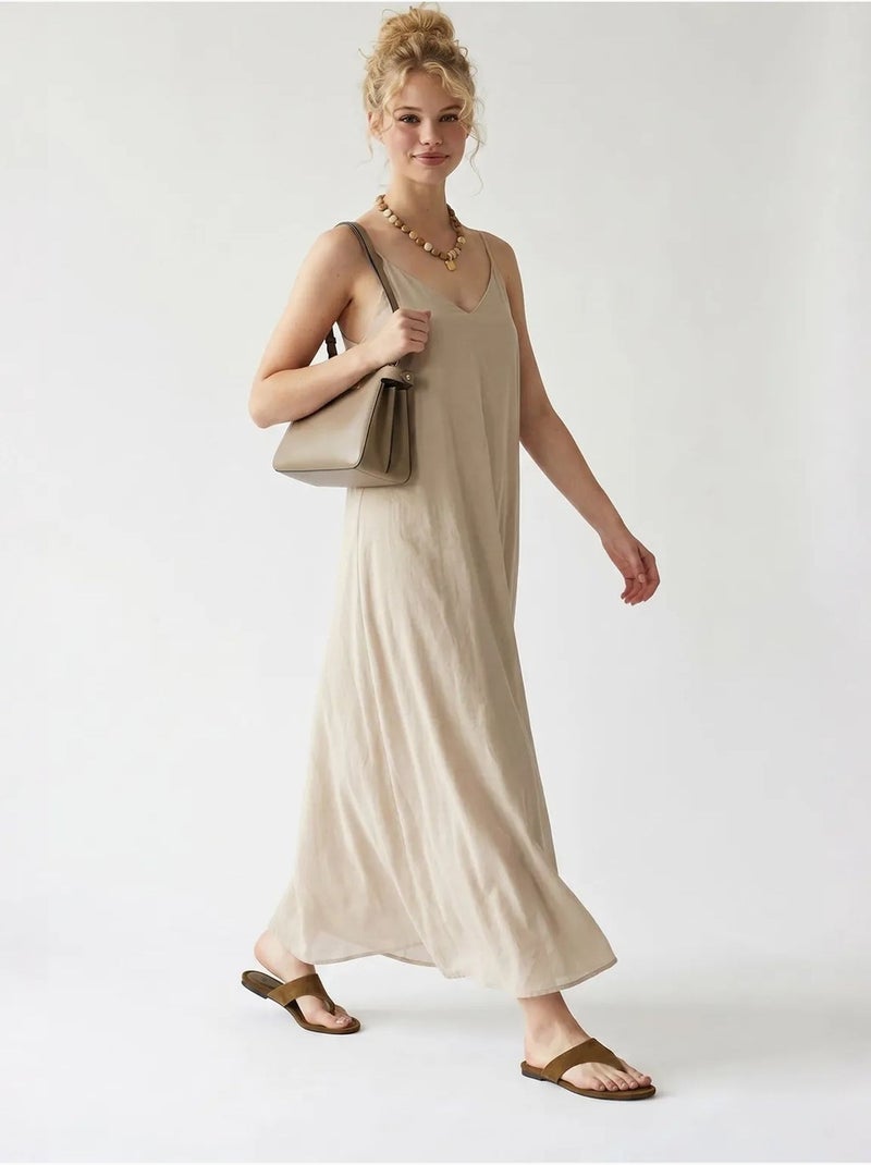 Robe longue sans manches coupe trapèze mixray Beige naturel - Kiabi