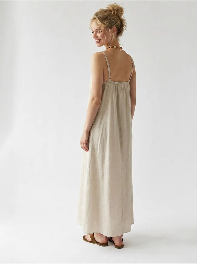 Robe longue sans manches coupe trapèze mixray Beige naturel - Kiabi