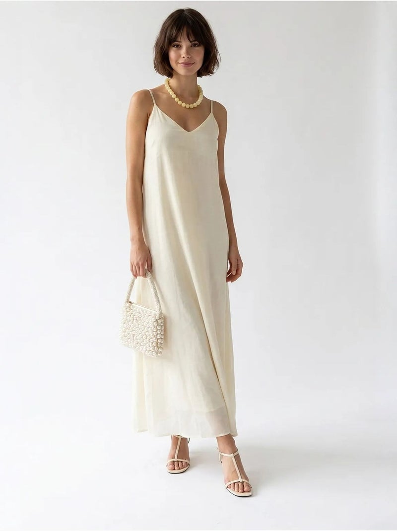 Robe longue sans manches coupe trapèze mixray Crème - Kiabi