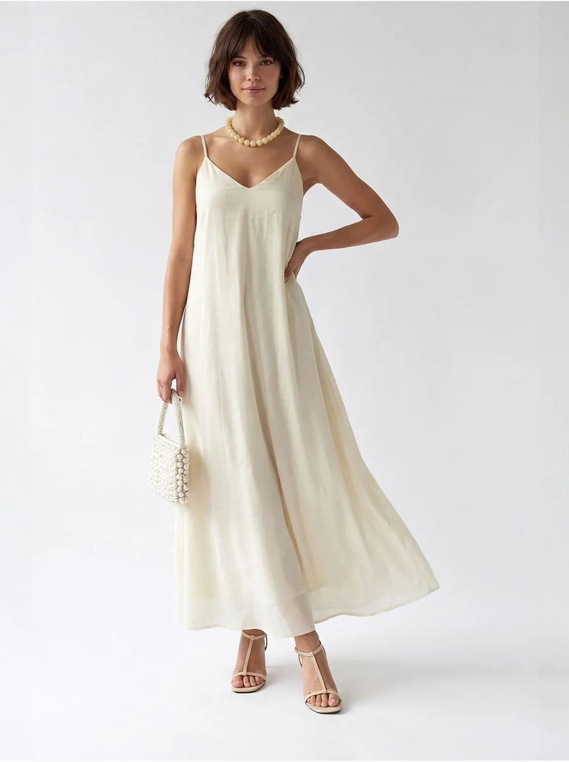 Robe longue sans manches coupe trapèze mixray Crème - Kiabi