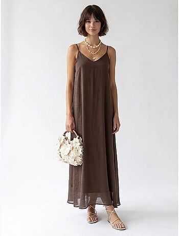 Robe longue sans manches coupe trapèze mixray