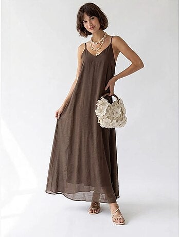 Robe longue sans manches coupe trapèze mixray