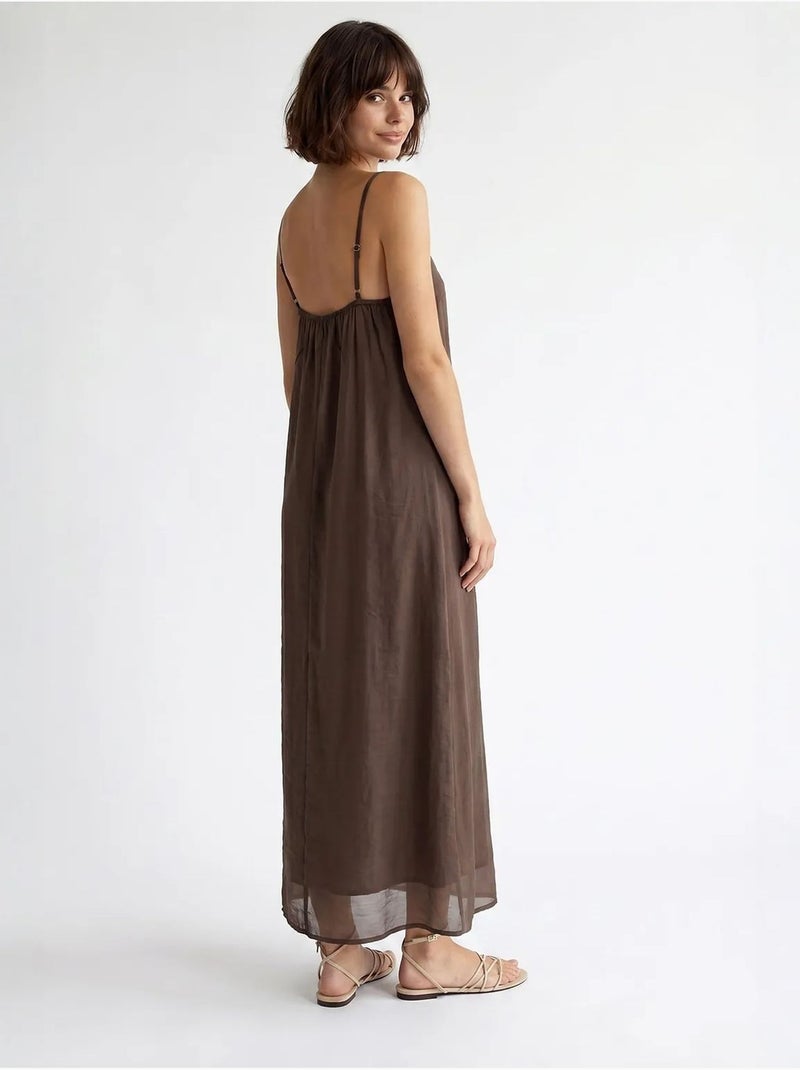 Robe longue sans manches coupe trapèze mixray Marron - Kiabi