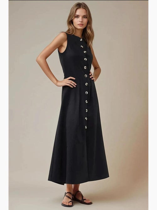 Robe longue sans manches en forme de a avec détails boutonnés hiccup - Kiabi