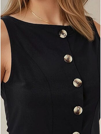 Robe longue sans manches en forme de a avec détails boutonnés