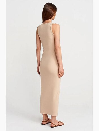 Robe longue sans manches en maille côtelée dilvin