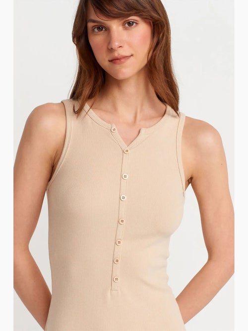Robe longue sans manches en maille côtelée dilvin - Kiabi