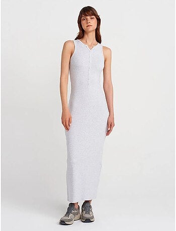Robe longue sans manches en maille côtelée dilvin