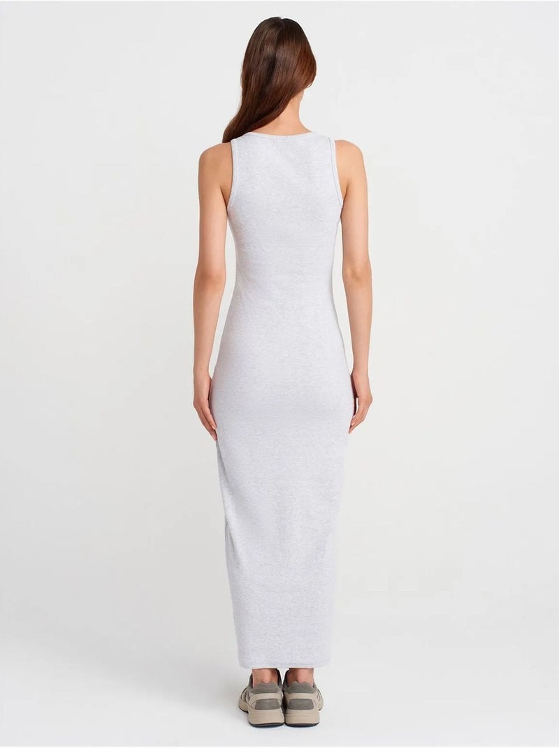 Robe longue sans manches en maille côtelée dilvin Gris clair - Kiabi