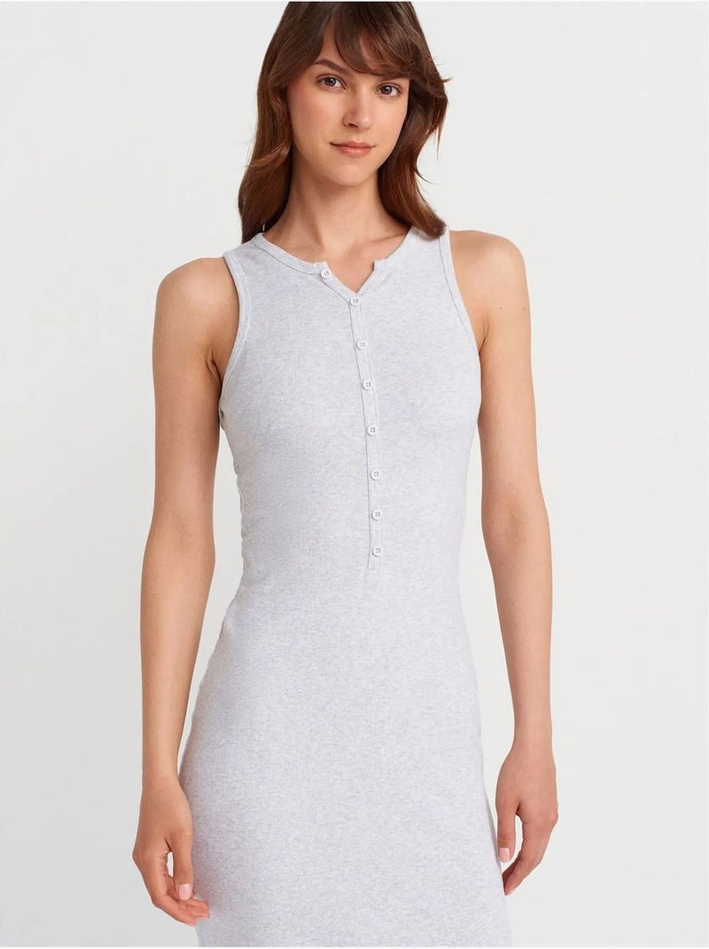 Robe longue sans manches en maille côtelée dilvin Gris clair - Kiabi