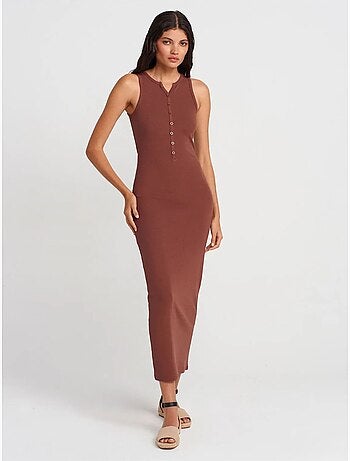 Robe longue sans manches en maille côtelée dilvin