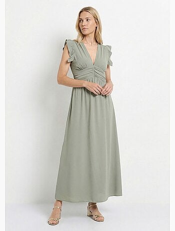 Robe longue sans manches taille plissée - AFIBEL