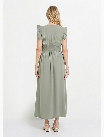 Robe longue sans manches taille plissée - AFIBEL