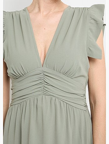 Robe longue sans manches taille plissée - AFIBEL