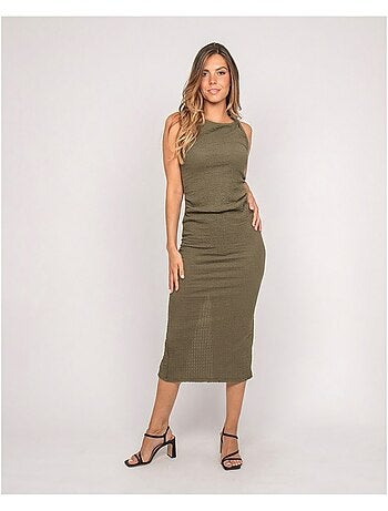 Robe longue sans manches texturée izak