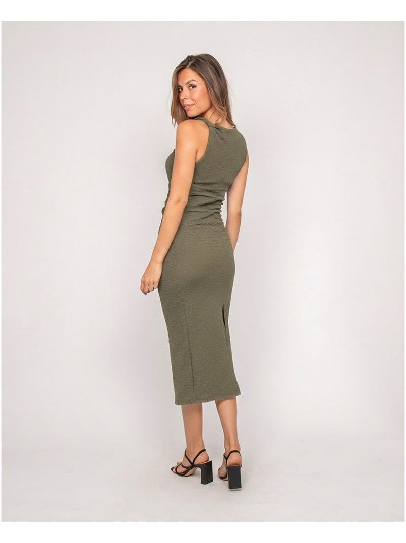 Robe longue sans manches texturée izak Kaki - Kiabi