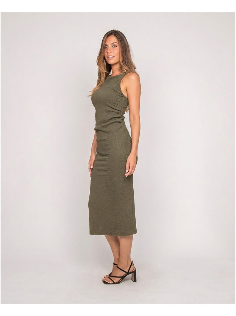 Robe longue sans manches texturée izak Kaki - Kiabi