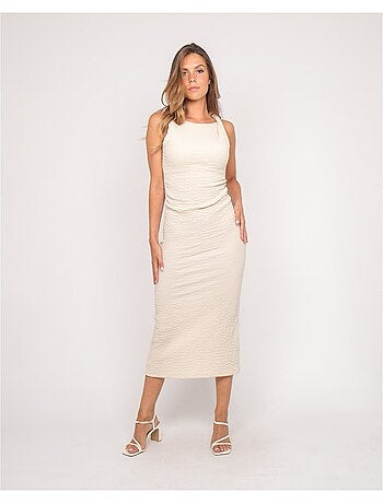 Robe longue sans manchhes texturée IZAK