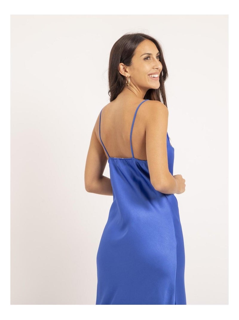 Robe longue satin ISAURIE Bleu roi - Kiabi