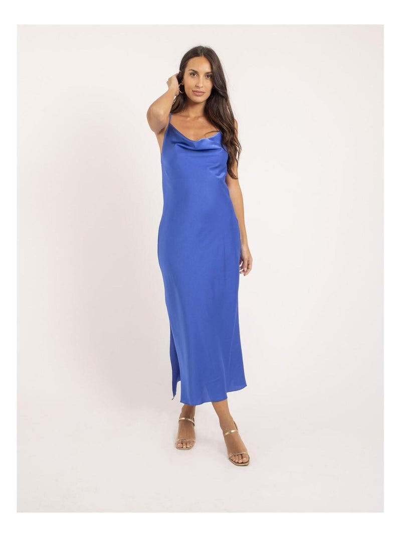 Robe longue satin ISAURIE Bleu roi - Kiabi