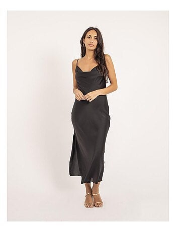 Robe longue satin ISAURIE