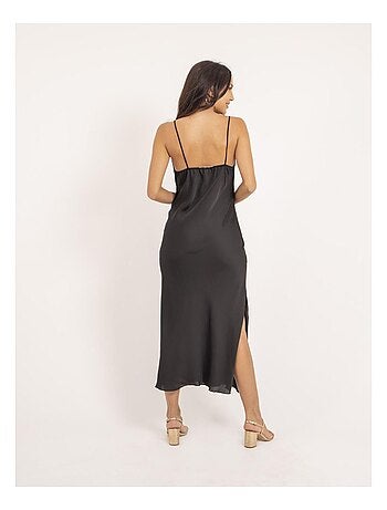 Robe longue satin ISAURIE