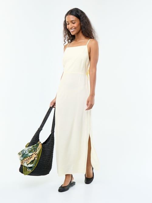 Robe longue satinée à fines bretelles - Kiabi