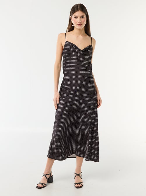 Robe longue satinée à fines bretelles - Kiabi