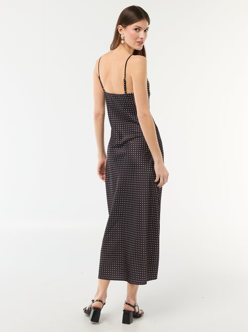Robe longue satinée à fines bretelles - Kiabi