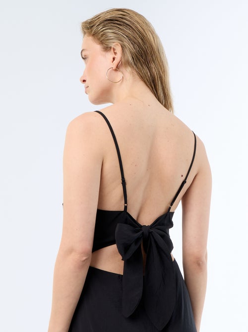 Robe longue satinée à fines bretelles - Kiabi
