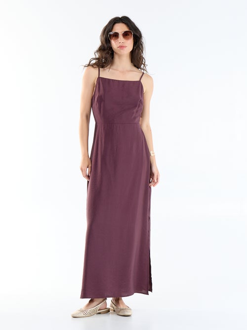 Robe longue satinée à fines bretelles - Kiabi