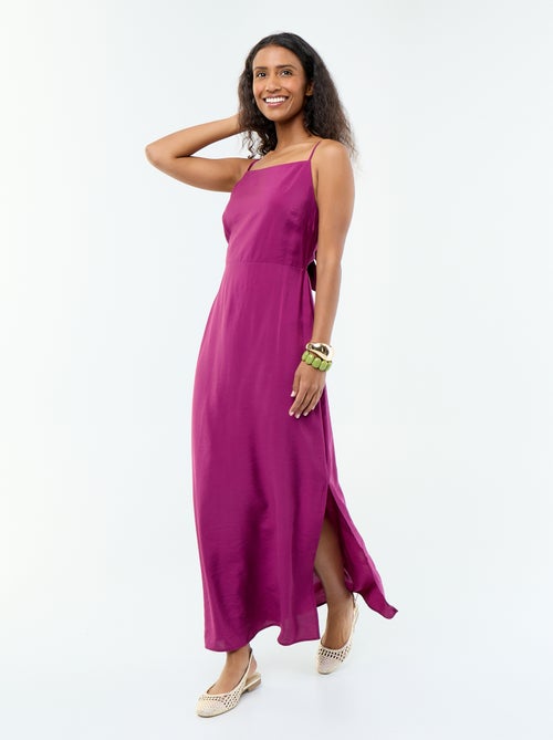 Robe longue satinée à fines bretelles - Kiabi