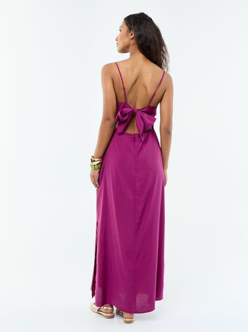 Robe longue satinée à fines bretelles - Kiabi