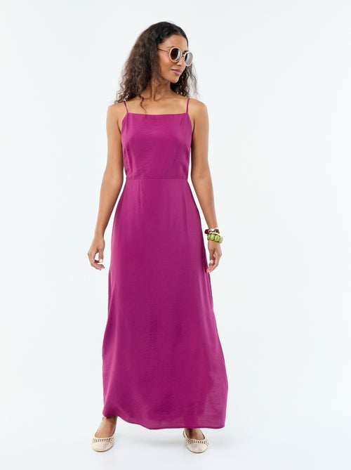 Robe longue satinée à fines bretelles - Kiabi