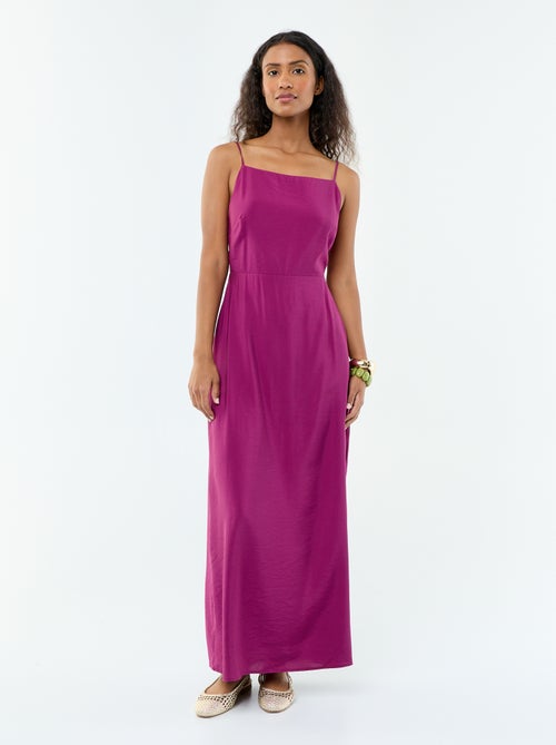 Robe longue satinée à fines bretelles - Kiabi