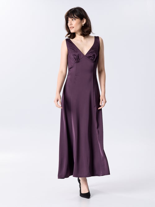 Robe longue satinée et drapée - Kiabi Robe longue satinée et drapée - Kiabi