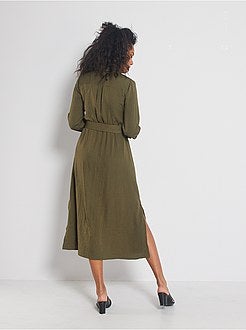 Robe longue satinée - Kiabi