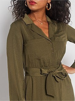 Robe longue satinée - Kiabi