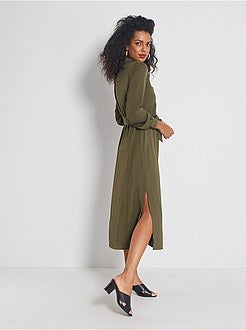 Robe longue satinée - Kiabi
