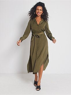 Robe longue satinée - Kiabi