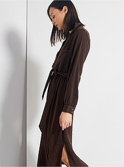 Robe longue satinée - Kiabi
