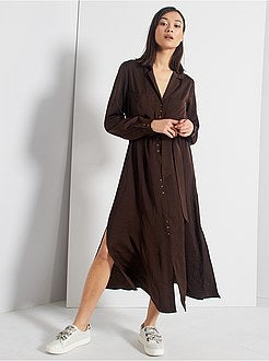 Robe longue satinée - Kiabi