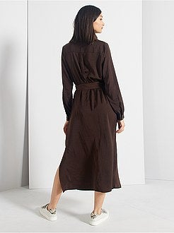 Robe longue satinée - Kiabi