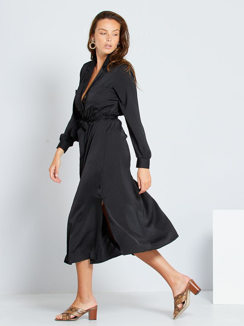 Robe longue satinée noir Kiabi 25.00€