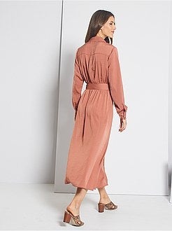 Robe longue satinée - Kiabi