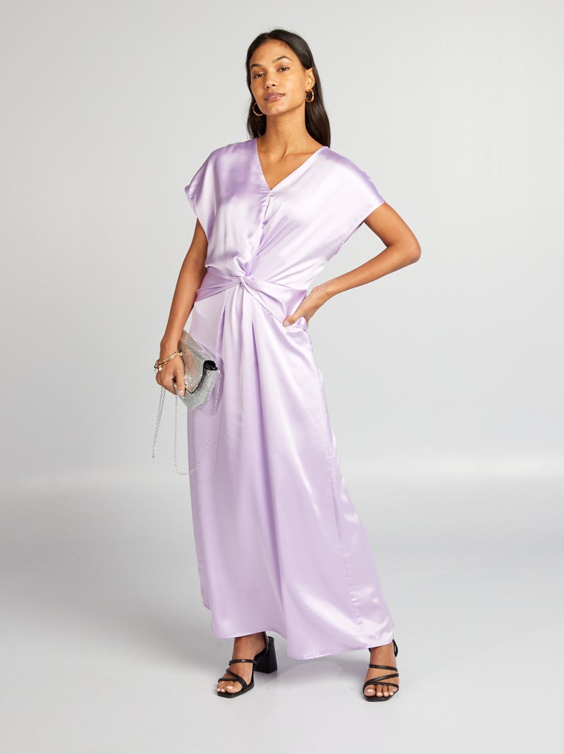 Robe longue satinée Violet - Kiabi